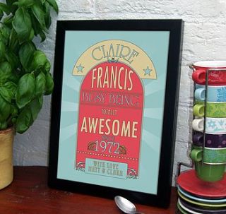 personalised awesome birthday print by fizzy lemonade