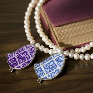 damask bird pearl necklace by very beryl