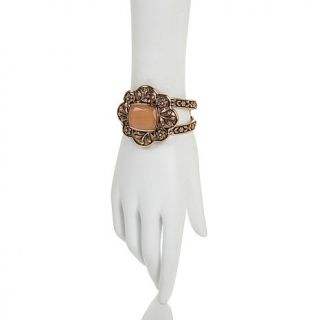 Studio Barse Peach Quartz Bronze "Peachy" 7" Cuff Bracelet