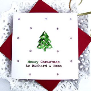 personalised christmas card gold beads by sabah designs