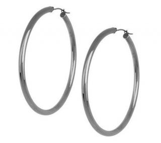 2 Polished Round Hoop Earrings 14K Gold —