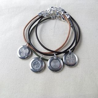 pewter and leather women's charm bracelet by multiply design