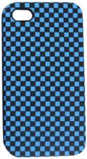 Cell Armor IPHONE4G PC JELLY 3D309 Hybrid Jelly Case for iPhone 4/4S   Retail Packaging   3D Embossed Blue and Black Checkers Cell Phones & Accessories