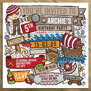 personalised pirate invitations by a is for alphabet