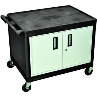 Luxor Utility Cart with Locking Steel Cabinet — 400-Lb. Capacity, 27in.H, Black, Model# LP27C-B  Utility Carts