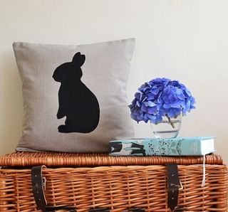 rabbit silhouette cushion by bluebells & bunting