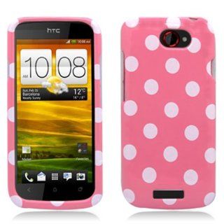 Aimo HTCONESPCPD304 Trendy Polka Dot Hard Snap On Protective Case for HTC One S   Retail Packaging   Light Pink/White Cell Phones & Accessories