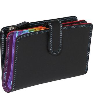 BelArno Medium Vertical Bifold Multi Color Wallet in Black Rainbow Combination