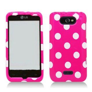 Aimo LGMOTIONPCPD306 Trendy Polka Dot Hard Snap On Protective Case for LG Motion 4G/Optimus Regard   Retail Packaging   Hot Pink/White Cell Phones & Accessories