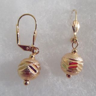18 kt Gold Carved Ball Earring Earrings