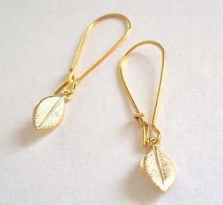 gold leaf earrings by a box for my treasure