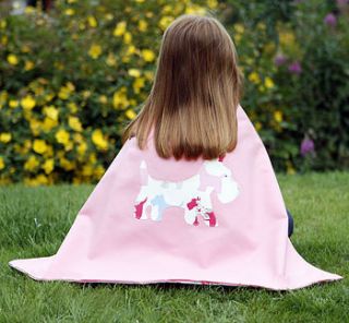 girl's scottie dog dressing up cape by red berry apple