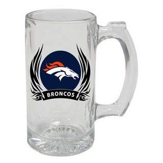 NFL Denver Broncos Tankard 13 oz with silk screened logo with tribal flames  Sports Fan Kitchen Products  Sports & Outdoors