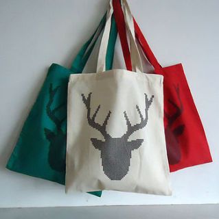deer tote bag cross stitch kit by cerys turner