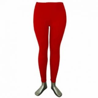 Luxury Divas Stretchy Red Plain Ankle Length Leggings Tights