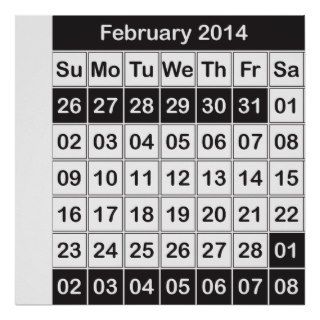 February 2014 Calendar Print
