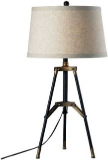 Dimond Lighting HGTV309 HGTV Home Restoration Black and Aged Gold Table Lamp with Cream Textured Linen S, Restoration Black and Aged Gold   Tripod Table Lamps