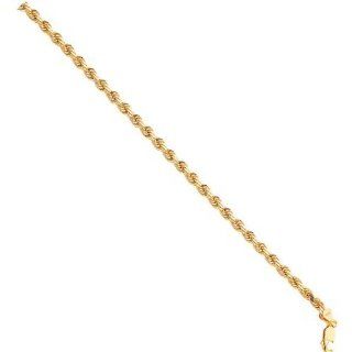10K Gold 4mm Diamond Cut Rope Chain Bracelet 7" Link Bracelets Jewelry