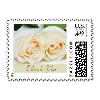 Gorgeous white cream rose Wedding Thank You Postag Stamps