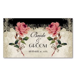 Baroque Style Vintage Rose Black Table Number Card Business Card Template