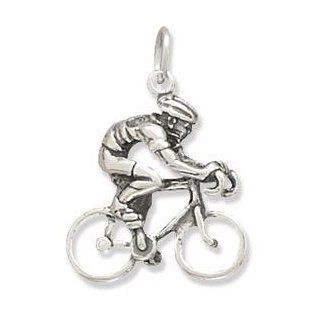 Cyclist Bicycle Charm Sterling Silver Jewelry