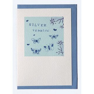 silver wedding card by goose chase design