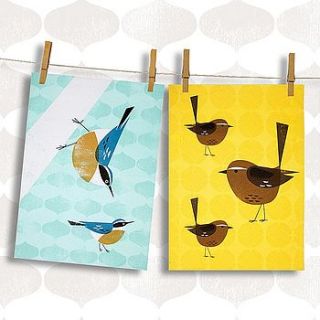 set of two birdy tea towels by edition design shop