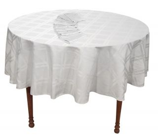 Wrinkle Resist Stain Repellant 70 Round Tablecloth w/8 Napkins —