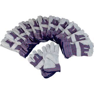 Ironton Split Cowhide Palm Work Gloves — 12 Pair, Large  Utility Gloves