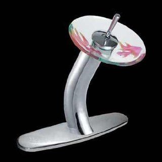 Faucets Multi Colored Glass, Waterfall Faucet Chrome Painted Koi Fish 12 3/16H   Bathroom Sink Faucets