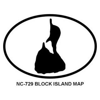 Block Island Map Oval Bumper Sticker Automotive