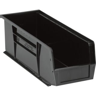 Quantum Storage Heavy Duty Stacking Bins — 14 3/4in. x 5 1/2in. x 5in. Size, Black, Carton of 12  Ultra Stack   Hang Bins