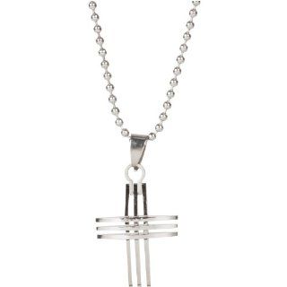 Heirloom Finds Mens Stainless Steel Trio Cross Pendant Necklace on 22" Ball Chain Jewelry