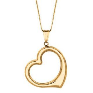 HEART PENDANT. Lovely 14 Karat Yellow Gold Open Heart Pendant Necklace with 16" Chain Jewelry