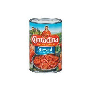 Contadina Roma Style Stewed Tomatoes Onion Celery & Green Peppers 14.5 oz (Pack of 12)  Canned And Jarred Stewed Tomatoes  Grocery & Gourmet Food