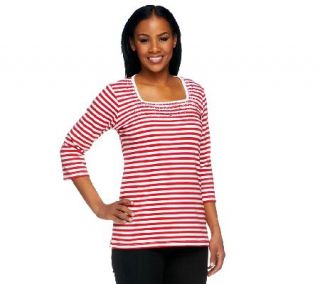 Quacker Factory Nautical Stars & Stripes Square Neck T shirt —