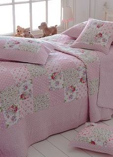 reversible pink floral cotton bedspread quilt by the comfi cottage