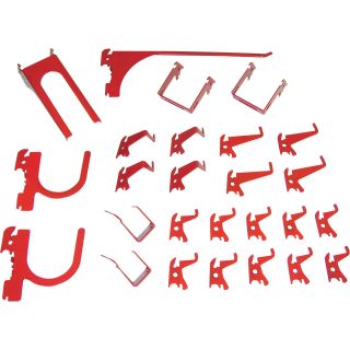 Wall Control Slotted Pegboard Industrial Hook Assortment Kit — 26-Pc., Red, Model# 35-K-DLXRD  Mounting Accessories
