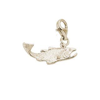 Rembrandt Charms Salmon Charm with Lobster Clasp, 14k Yellow Gold Jewelry