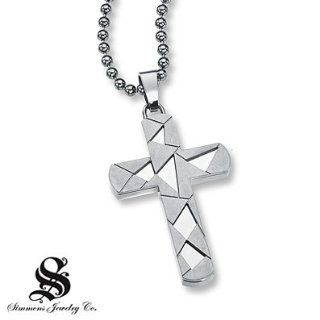 Simmons Jewelry Co. Men's Cross Necklace Diamond Accent Stainless Steel Jewelry Products Jewelry