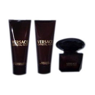 Versace Crystal Noir By Gianni Versace For Women. Gift Set ( Eau De Toilette Spray 3.0 Oz + Body Lotion 3.3 Oz + Shower Gel 3.3 Oz)  Fragrance Sets  Beauty