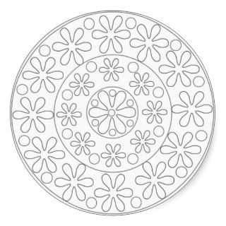 Coloring In Flower Mandala Round Sticker