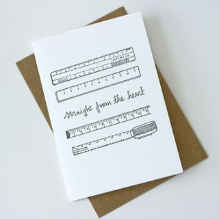 heartfelt ruler letterpress card by prickle press