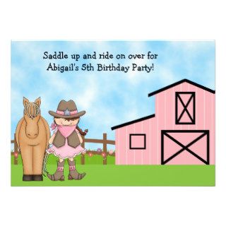 Cowgirl and Horse Birthday Invitation