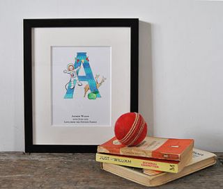 personalised boys 'alphabet prints' a to j by honey tree publishing
