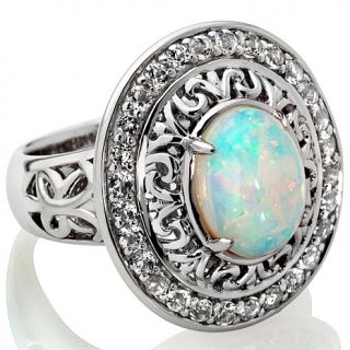 Victoria Wieck Ethiopian Opal and White Topaz Sterling Silver Frame Ring