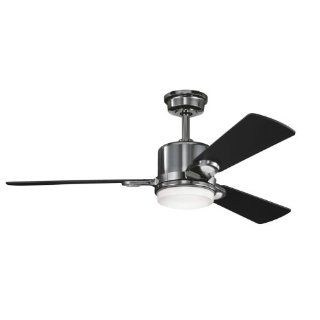 Kichler Lighting 300017MCH Celino 48IN Ceiling Fan, Midnight Chrome Finish with Satin Black Blades and Cased Opal Glass Light Kit    