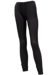 Jean Leggings with Faux Cuff Ankle Detail (Free Size, Black)