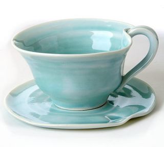 hand thrown tea cup and saucer by gemma wightman ceramics