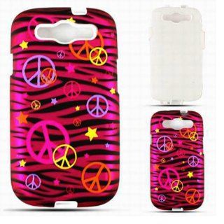 Cell Armor SAMI747 PC JELLY TE322 S Hybrid Fit On Jelly Case for Samsung Galaxy S3   Retail Packaging   Trans. Peace Signs on Pink Zebra Cell Phones & Accessories